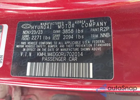 2024 Hyundai Elantra Sel from USA, damaged, VIN KMHLM4DG0RU702014